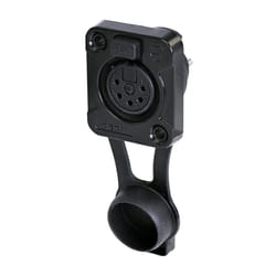 REAN - 5 Pole Front Panel Mount XLR Socket, D Size, IP65, Black, Tin Plated Contacts