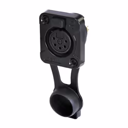 REAN - 5 Pole Front Panel Mount XLR Socket, D Size, IP65, Black, Gold Plated Contacts
