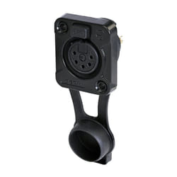 REAN - 5 Pole Front Panel Mount XLR Socket, D Size, IP65, Black, Gold Plated Contacts