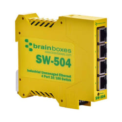 BRAINBOXES - 4-Port Industrial Ethernet Switch, DIN Rail Mountable