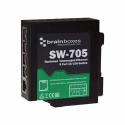BRAINBOXES - 5 Port Hardened Industrial Unmanaged Ethernet Switch, DIN Mountable