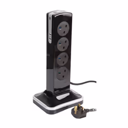 MASTERPLUG - 8 Gang Surge Protected Extension Tower with 2x USB, 2m Lead