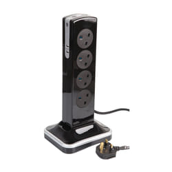 MASTERPLUG - 8 Gang Surge Protected Extension Tower with 2x USB, 2m Lead