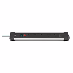 BRENNENSTUHL - Premium-Alu-Line FB Mains Extension Lead with USB Charging, 5 Gang, 3m Lead, Black