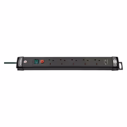 BRENNENSTUHL - Premium-Line FB Mains Extension Lead with USB Charging, 5 Gang, 3m Lead, Black