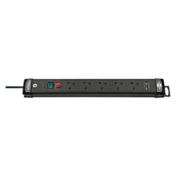 BRENNENSTUHL - Premium-Line FB Mains Extension Lead with USB Charging, 5 Gang, 3m Lead, Black