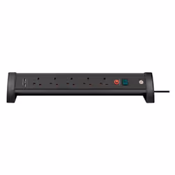 BRENNENSTUHL - Premium-Office-Line FB Mains Extension Lead with USB Charging, 5 Gang, 3m Lead, Black