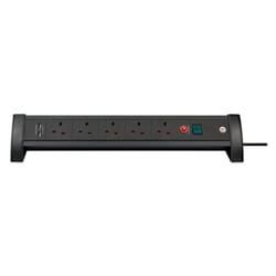 BRENNENSTUHL - Premium-Office-Line FB Mains Extension Lead with USB Charging, 5 Gang, 3m Lead, Black