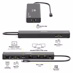 Port Designs PORT Connect Mobile docking station 1 X 4K USB-C 9 devices 100W - Additional view 8