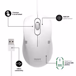 Port Designs PORT Connect PRO LITE mouse Office Ambidextrous USB Type-A Optical 1000 DPI - Additional view 5