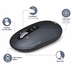 Port Designs PURE MAC mouse Universal Ambidextrous Bluetooth Optical 3200 DPI - Additional view 5
