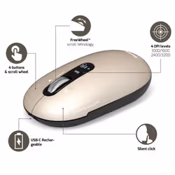 Port Designs PURE MAC mouse Universal Ambidextrous Bluetooth Optical 3200 DPI - Additional view 5