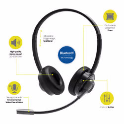 Port Designs PORT Connect Pro Lite 200 Headset Wired & Wireless Head-band Calls/Music USB Type-C Bluetooth Black - Additional view 8