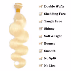 613 Blonde Bundles Human Hair 16 Inch 12A Grade 613 Body Wave Bundles 100% Unprocessed Brazilian Virgin Human Hair Bundles 1 Bundle Human Hair 613 Blo