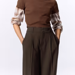 Gu By Uniqlo Tuck Wide Pants+ec  Length 80.0cm - 08 DARK GRAY/XL