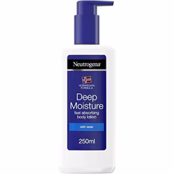 Norwegian Formula Deep Moisture Fast-Absorbing Body Lotion (1x 250ml), Non-Greasy Body Moisturiser for Dry Skin with 10% Glyc ...