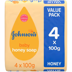 JOHNSON'S Baby Honey Soap 100g 4 pack â Ideal for Babies' Delicate Skin
