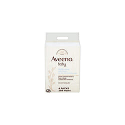 Aveeno Baby Wipes - Sensitive Skin - Cleanse Gently and Efficiently - Baby Wipes - Baby Essentials - Pack of 4 (288 Wipes in Total) [Packaging May