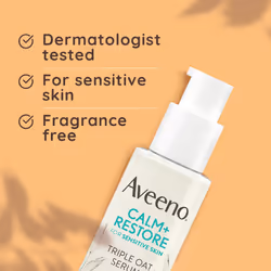 Face CALM+RESTORE Triple Oat Serum, 24-Hour Moisturisation, For Sensitive Skin, With Triple Oat Complex And Calming Feverfew, Fragrance Free, 30ml