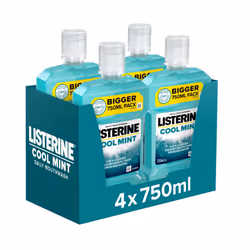 Cool Mint Mouthwash Pack of 4 (4 x 750ml), Helps Kill Up to 99% of Germs Left after Brushing and Reduce Plaque, Mouthwash to ...