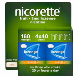 Nicorette Fruity Lozenge Smoking Aid Pocket Sized Pack Fast Relief - 2mg, 80 Lozenges