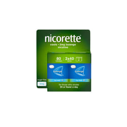 Nicorette Lozenge Smoking Aid Pocket Sized Pack Fast Relief - 2mg, 80 Lozenges