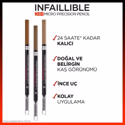 Infallible Brows 24H Micro Precision Pencil, Precisely Defines Brows- 1.0 Ebony