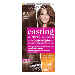 L'Oreal Ammonia Free Semi-Permanent Hair Dye, 618 Vanilla Mocha, Glossy Hair Colour, Natural Looking Finish, For up to 28 Shampoos, Casting CrÃ¨me