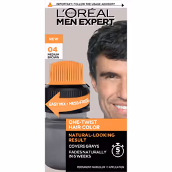 LOreal Paris Men Expert One Twist Mess Free Permanent Hair Color Mens Hair Dye to Cover Grays Easy Mix Ammonia Free Applica ...