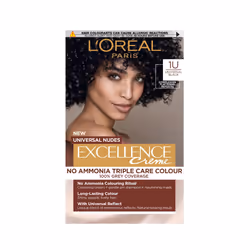 L'Oréal Paris Ammonia Free Permanent Hair Dye, 1U Universal Black, Complexion Flattering Reflects, Up to 100% Grey Coverage ...