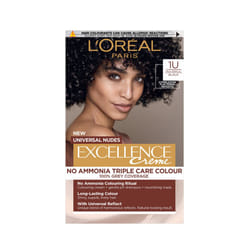 L'OrÃ©al Paris Ammonia Free Permanent Hair Dye, 1U Universal Black, Complexion Flattering Reflects, Up to 100% Grey Coverage Hair Colour, All Hair