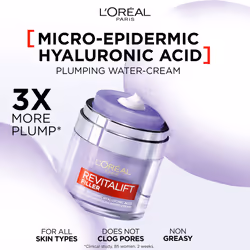 L'OrÃ©al Paris Revitalift Filler Replumping Water Cream, Reduce Fine Lines Appearance, Replumps, Hydrates and Locks in Moisture, Enriched with Micro