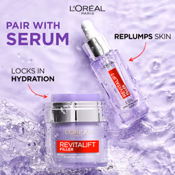 L'OrÃ©al Paris Revitalift Filler Replumping Water Cream, Reduce Fine Lines Appearance, Replumps, Hydrates and Locks in Moisture, Enriched with Micro