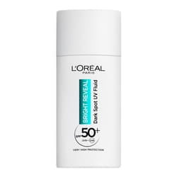 L'OrÃ©al Paris Bright Reveal UV Fluid SPF 50+ for Face, 2% Niacinamide and LHA + Vitamin E, Protects Prevents and Visibly Corrects All Types of Dark