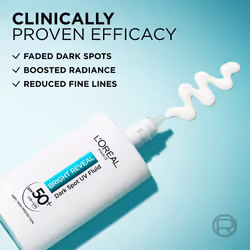 L'OrÃ©al Paris Bright Reveal UV Fluid SPF 50+ for Face, 2% Niacinamide and LHA + Vitamin E, Protects Prevents and Visibly Corrects All Types of Dark