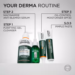 L'OrÃ©al Men Expert Derma Control Oil-Control Moisturiser SPF30, Daily Face Hydration & UV Protection, Reduces Imperfections, For Oily Skin, 40ml - Additional view 5