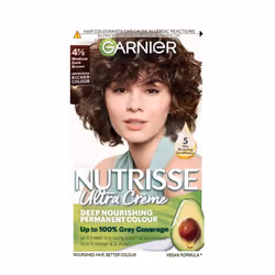 Garnier Nutrisse Brown Hair Dye Permanent, Up to 100 Percent Grey Hair Coverage, with NEW 5 Oils Conditioner - 4.12 Medium Da ...
