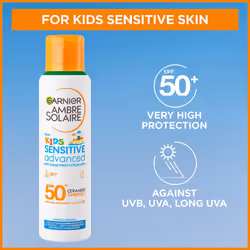 Ambre Solaire SPF 50+ Kids Anti-Sand Mist, Children's Sun Protection Spray, Non-Greasy and Fast-Absorbing, Water- and Sand-Resistant, Hypoallergenic,