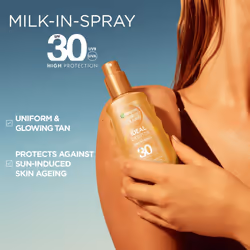 Ambre Solaire Ideal Bronze Milk-In Spray, with Vitamin E, High UV Protection SPF30 (150ml)