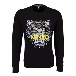 Kenzo Mens Sweatshirts Tiger Print Jumpers Black - Black, L