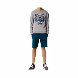 KENZO SWEAT Mens Sweatshirts Crew Neck Long Sleeve Pullover Grey Winter Jumper - XL