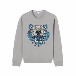 KENZO SWEAT Mens Sweatshirts Crew Neck Long Sleeve Pullover Grey Winter Jumper - L