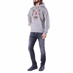 KENZO Mens Hoodie Classic Tiger Hoodie Jumper - Grey, XL