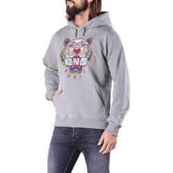 KENZO Mens Hoodie Classic Tiger Hoodie Jumper - Grey, L