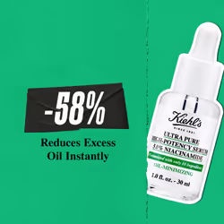 Kiehl's Ultra Pure High-Potency 5.0% Niacinamide Serum  Concentrated Face Serum for Oily Skin  Reduces Excess Oil and Shine  Helps Minimize Imperfecti