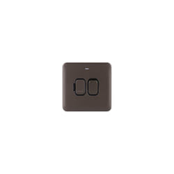 Lisse Screwless Deco - Switched Single Fused Connection Unit, 13A, Double Pole, with Neon Indicator, GGBL5011BMB, Mocha Bronze with Black Insert