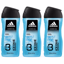 3 x Adidas Body Hair Face Shower Gel 400ml  - Ice Dive (Refreshing)