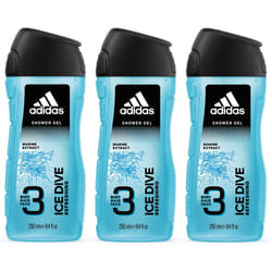 3 x Adidas Body Hair Face Shower Gel 400ml  - Ice Dive (Refreshing)