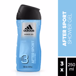 Adidas After Sport 3in1 Body, Hair And Face Shower Gel For Him 250ml, Shower gel, 250 ml, Adults, Men, Body & hair, Universal