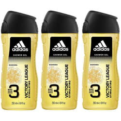3 x Adidas 3 in 1 Body/Hair/Face Shower Gel  250ml - Victory League